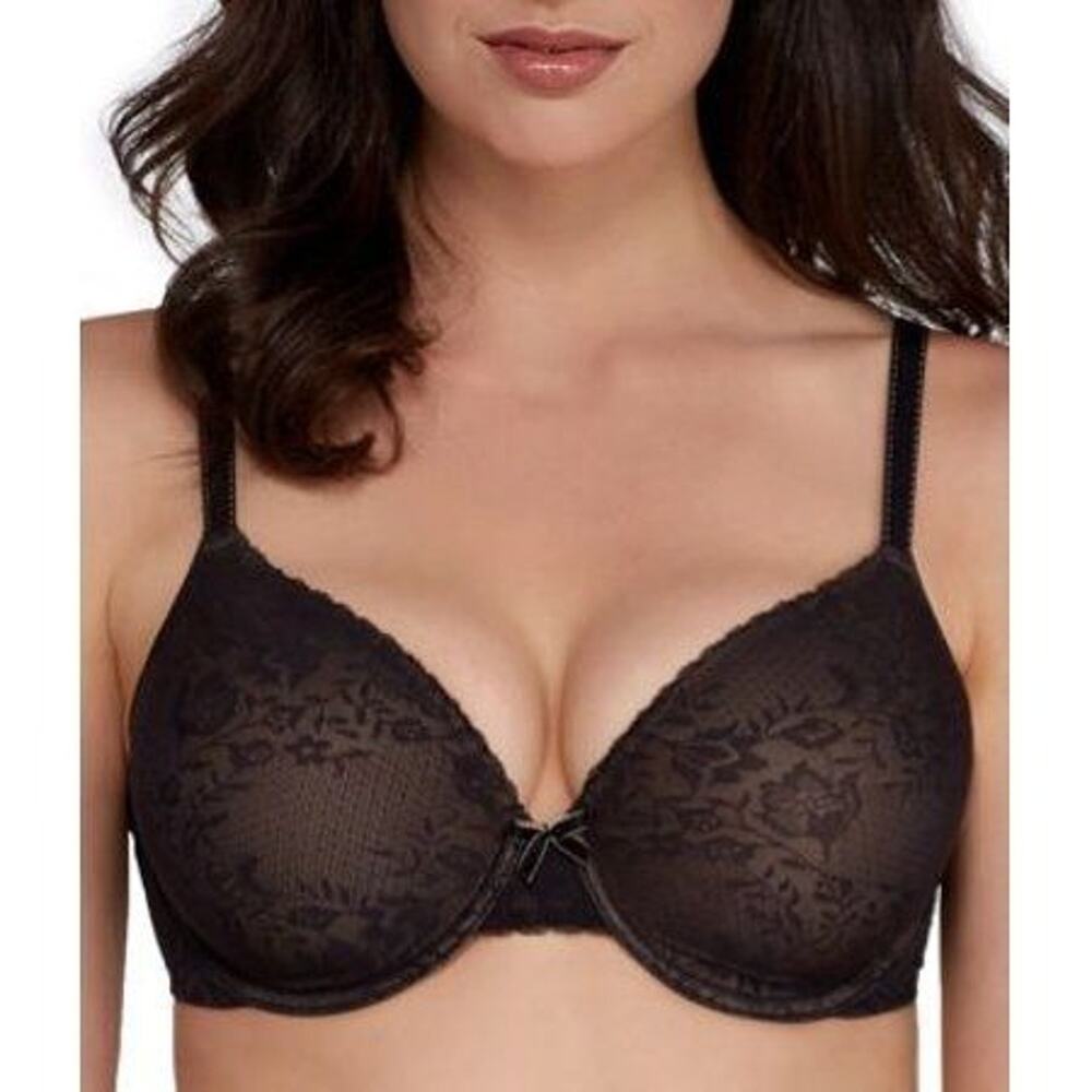 38B Maidenform Full Coverage T-Shirt Bra Black Lace BLACK